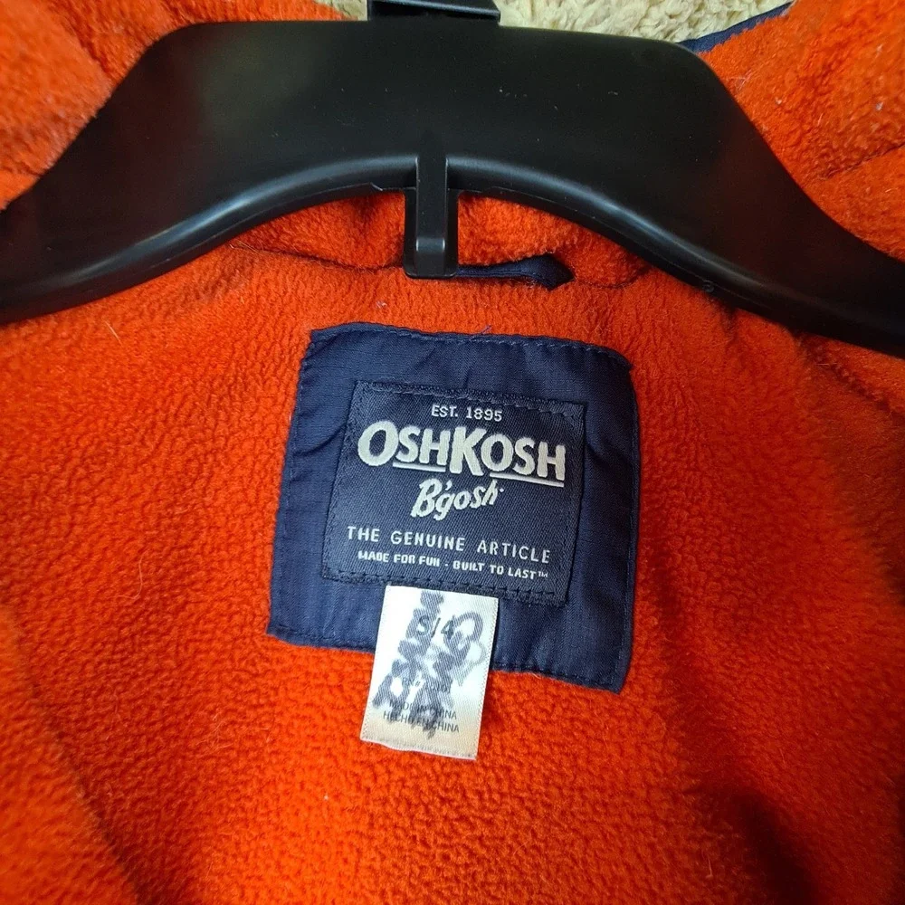 OSHKOSH B'GOSH‎ Little Boys Navy Blue Stripe Hooded Puffer Jacket Size S 4T